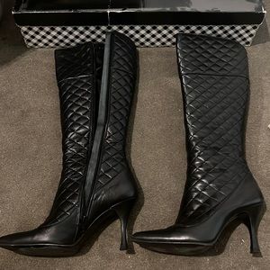 Delman quilted knee high boots